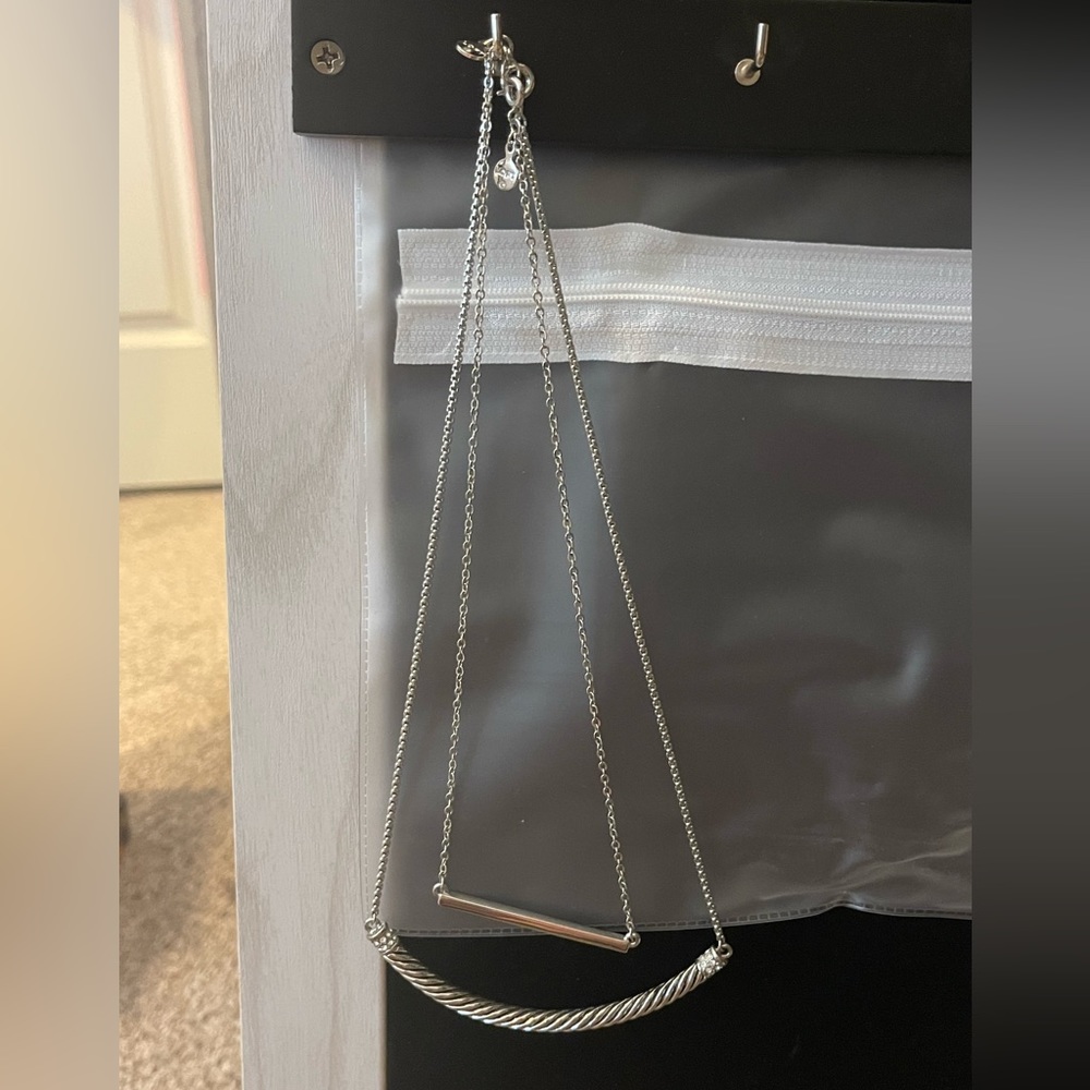 Double silver statement necklace